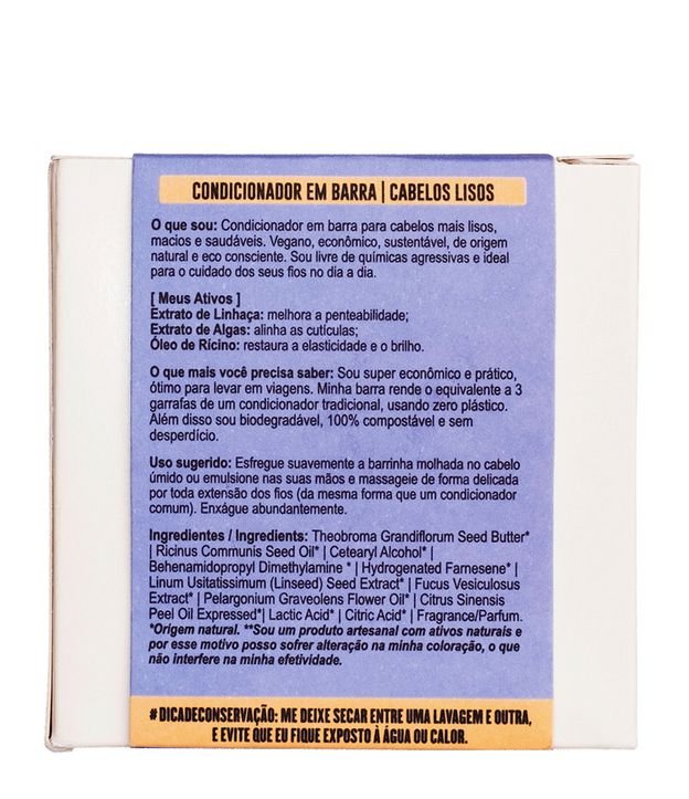 Condicionador em Barra para Cabelos Lisos Lola Cosmetics 65g 2