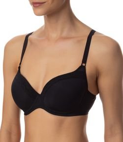 Sutiã Base com Bojo Oco em Microfibra com Elástico Rendado no Decote Liz