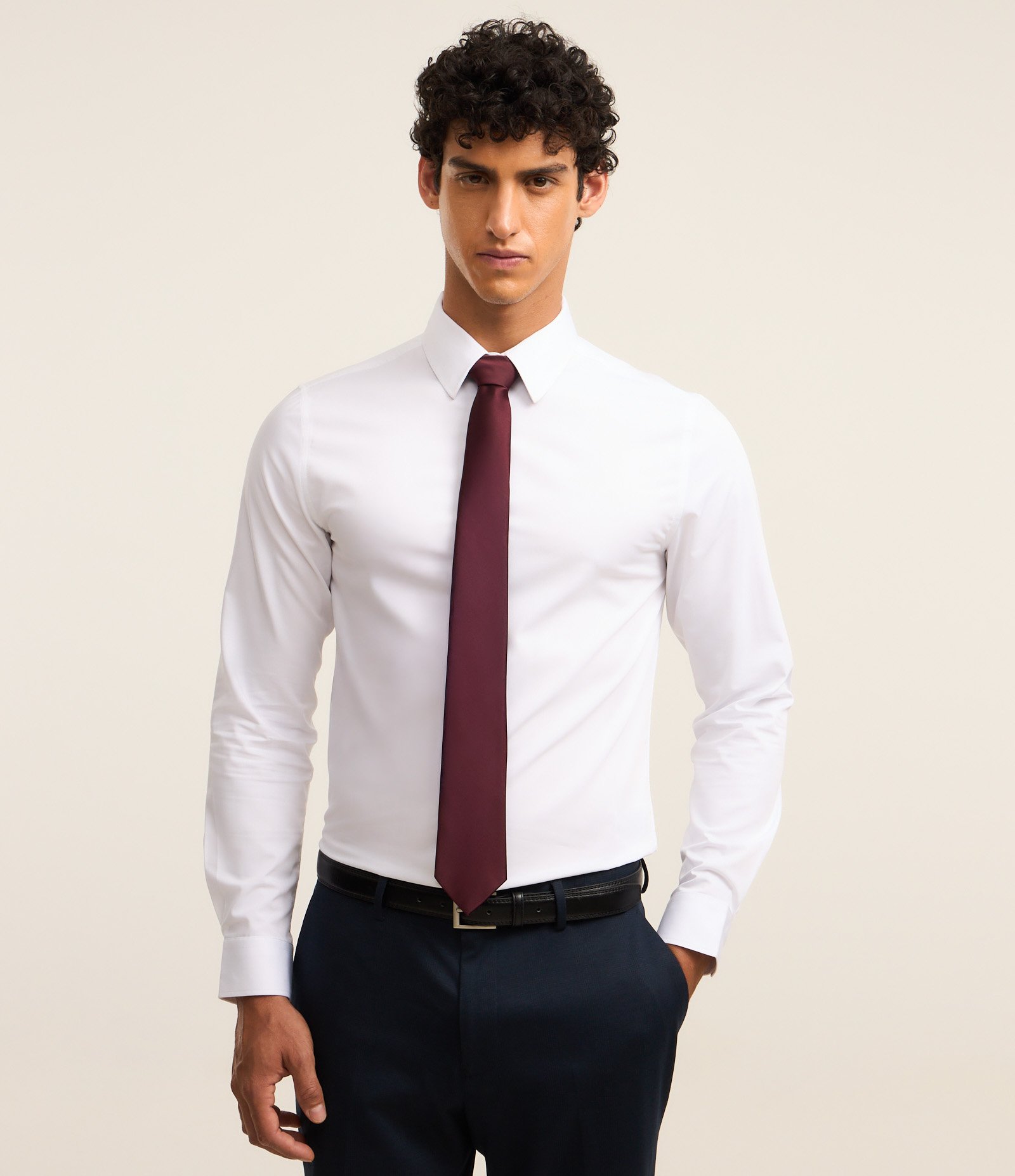 Gravata Clássica Acetinada com Textura Vinho 5