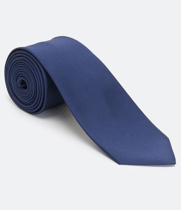 Gravata Clássica Acetinada com Textura Azul Escuro 1
