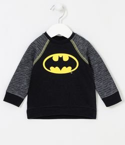 Blusão Infantil em Moletom Estampa do Batman - Tam 3 a 18 meses