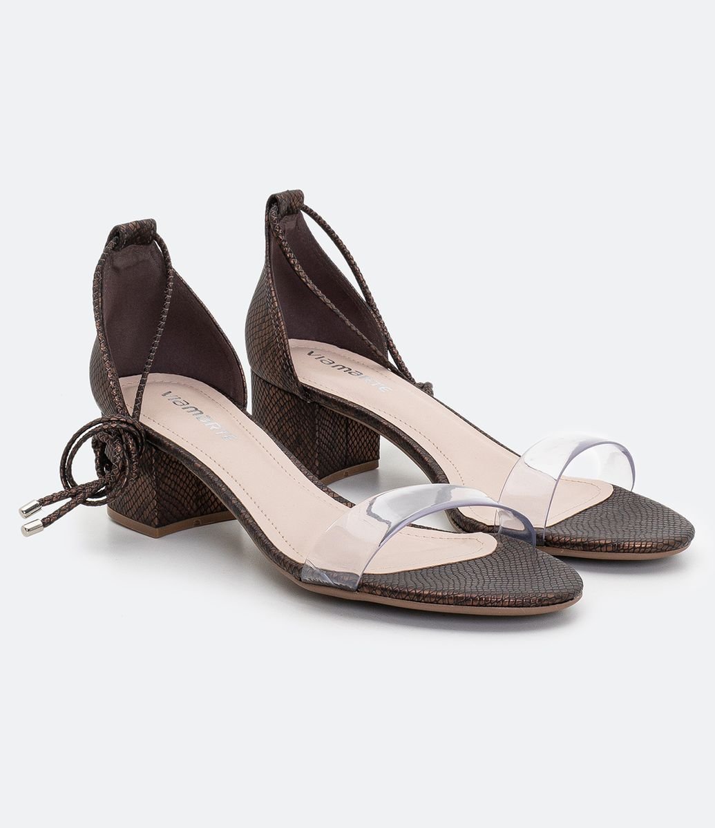 Sandália com Salto e Tira Via Marte Marrom