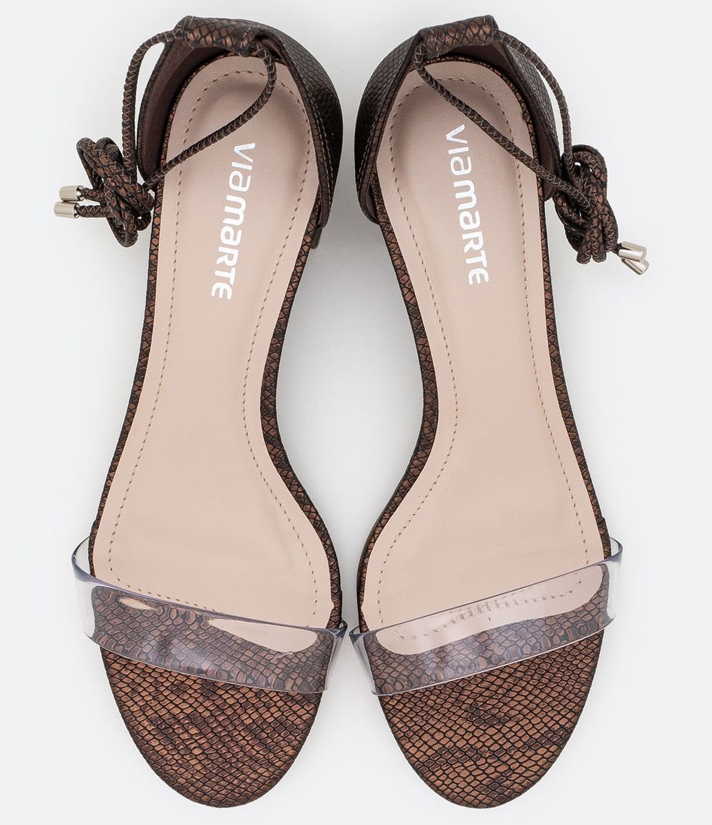 Sandália com Salto e Tira Via Marte Marrom