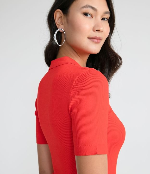 Blusa Cuello Polo y Manga Corta Rojo 4