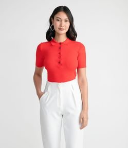 Blusa Cuello Polo y Manga Corta