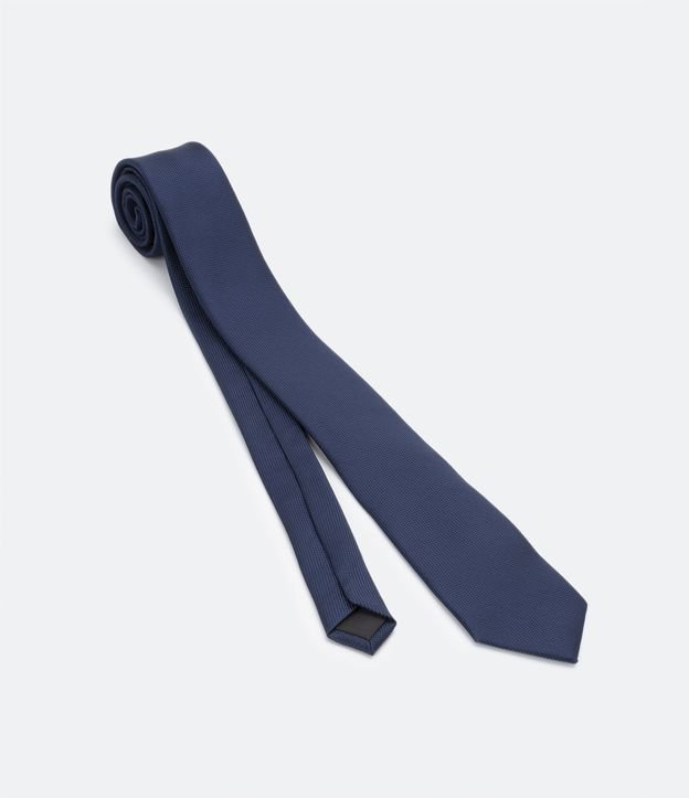 Gravata Classic com Textura Maquinetada - Cor: Azul Escuro - Tamanho: U