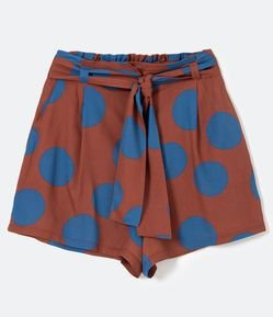 Short Clochard em Viscose Poá com Cinto Faixa Curve & Plus Size