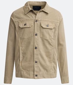 Jaqueta Trucker em Sarja com Bolsos