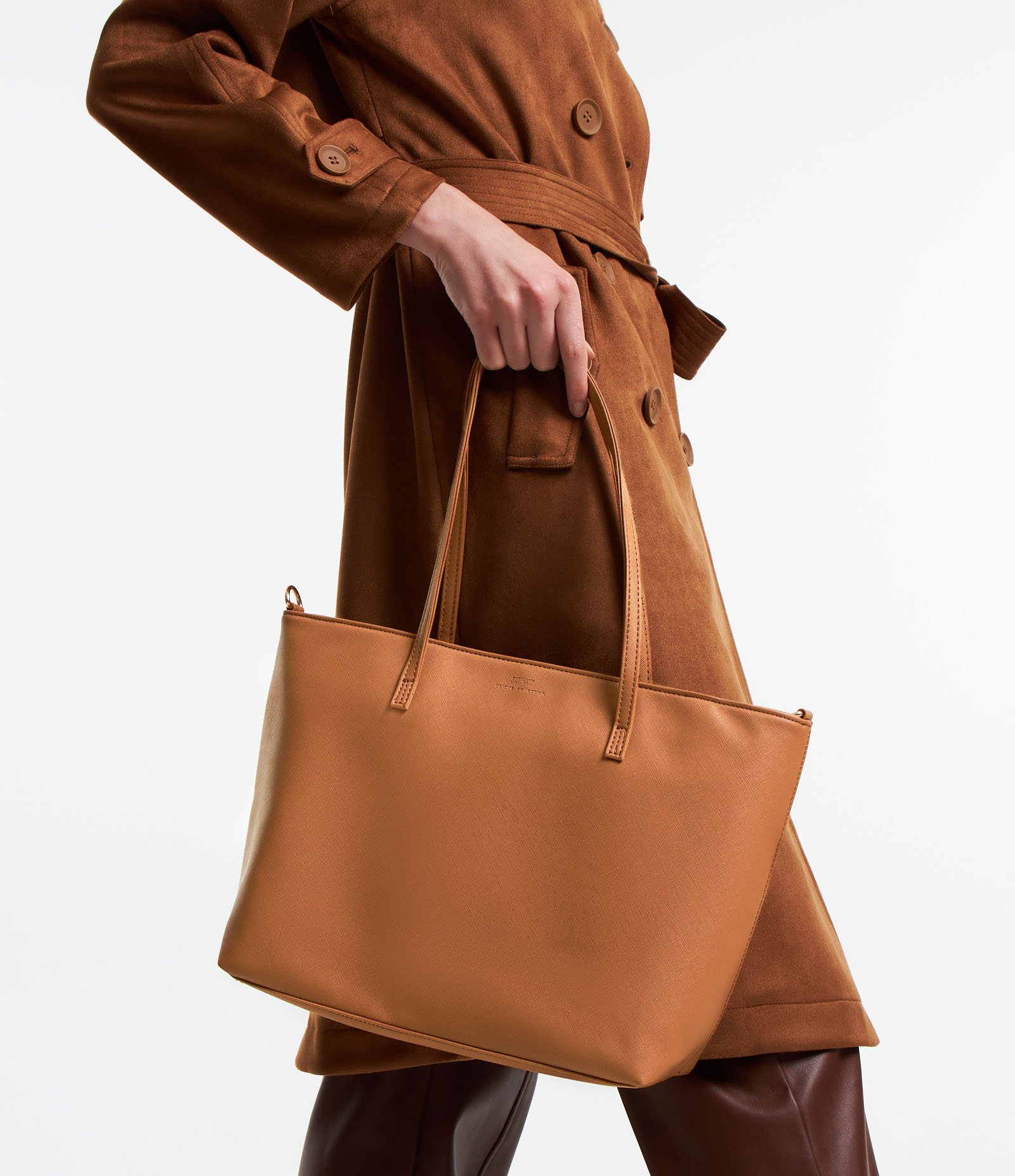 Bolsa Shopper Grande com Alças Duplas Reguláveis Marrom Caramelo 1