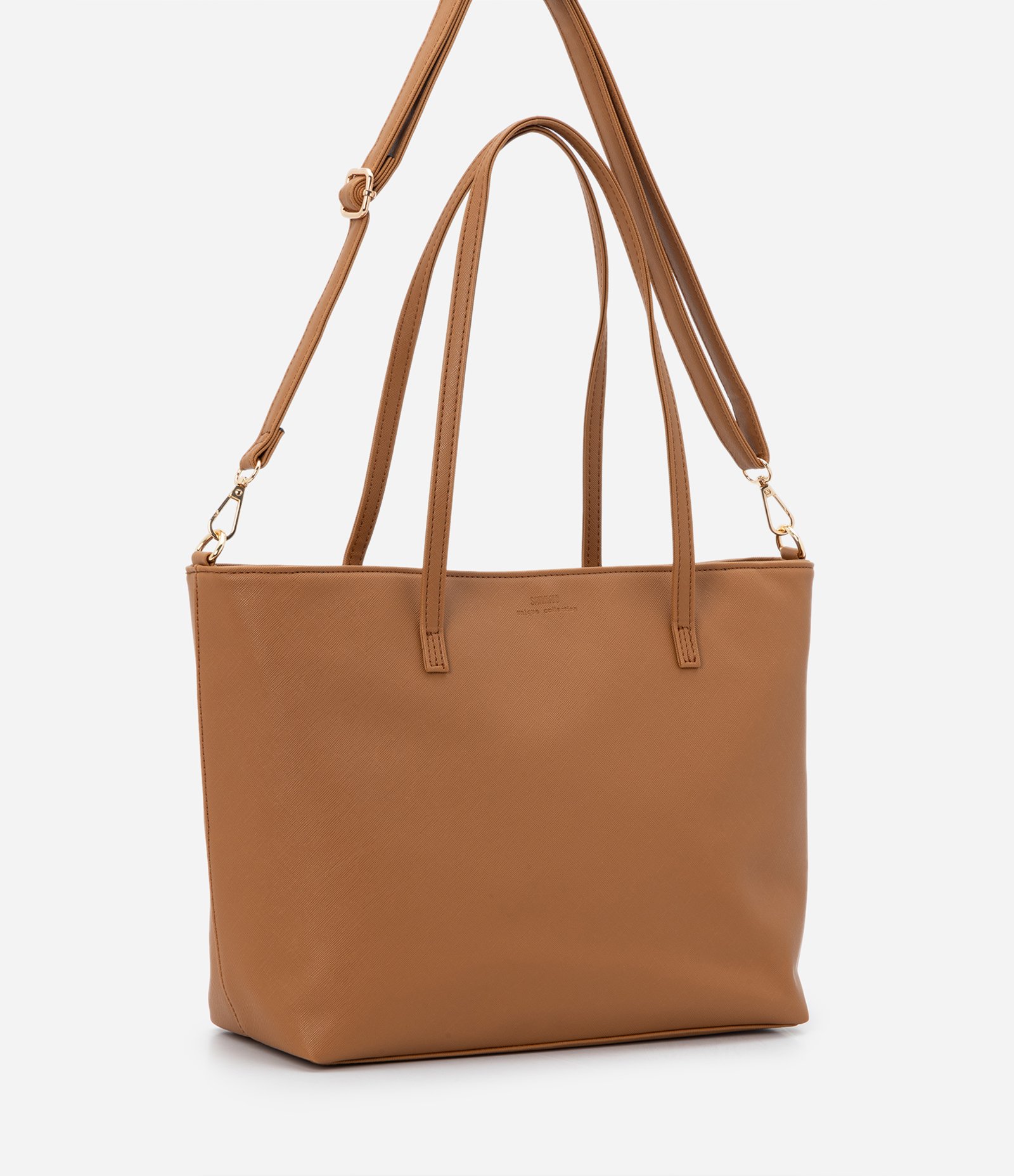 Bolsa Shopper Grande com Alças Duplas Reguláveis Marrom Caramelo 2