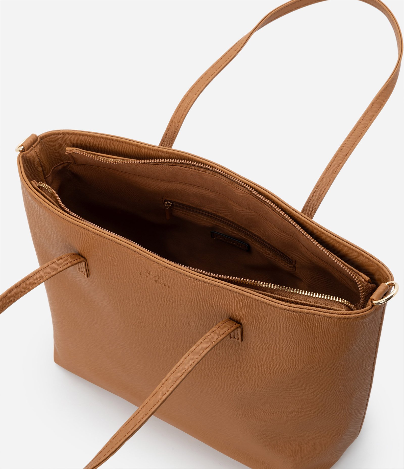 Bolsa Shopper Grande com Alças Duplas Reguláveis Marrom Caramelo 3