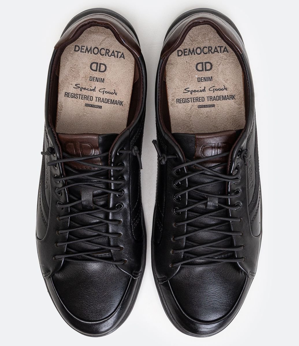 Sapatênis Masculino em Couro Democrata Preto