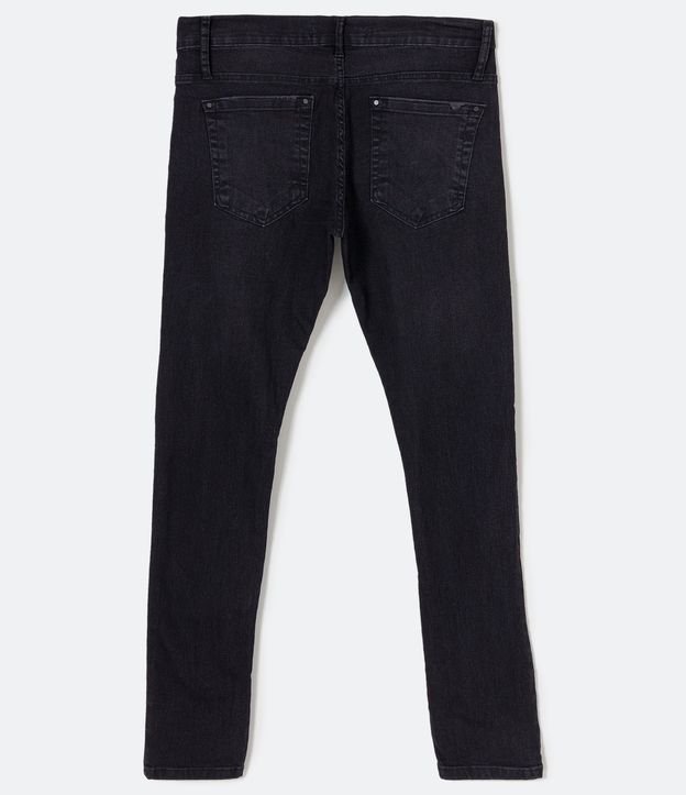 Calça Skinny Jeans com Bolsos e Efeito Lavado Preto 7