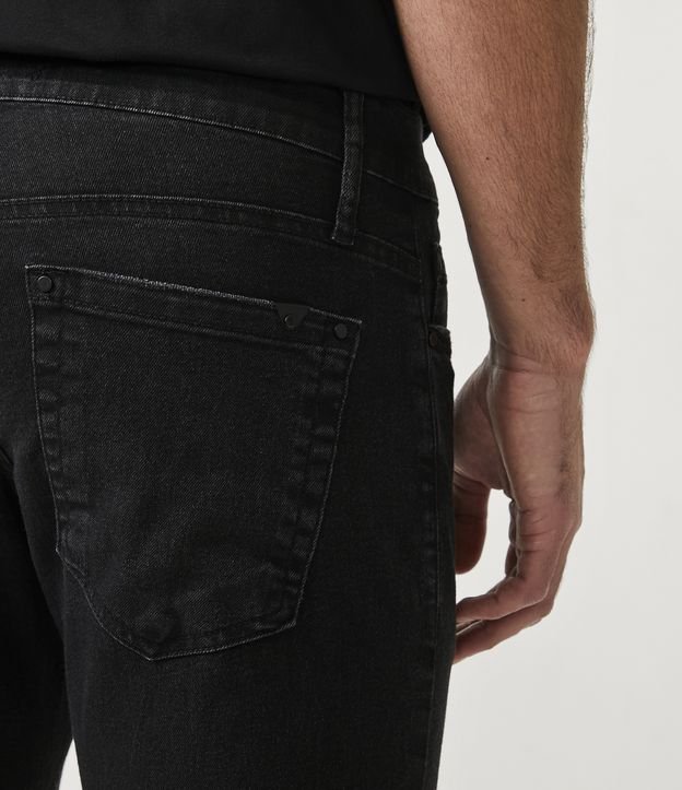 Calça Skinny Jeans com Bolsos e Efeito Lavado Preto 5