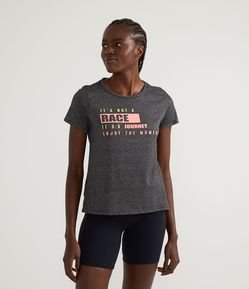 Camiseta Esportiva em Polycotton com Estampa It's Not a Race It's a Journey Enjoy the Moment