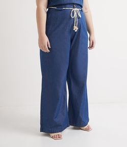 Calça Pantalona Jeans com Cinto Corda Curve & Plus Size