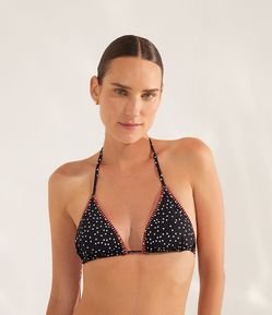 Biquíni Top Cortininha em Poliamida com Estampa Poá