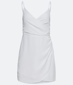 Vestido Curto em Crepe com Decote V Transpassado