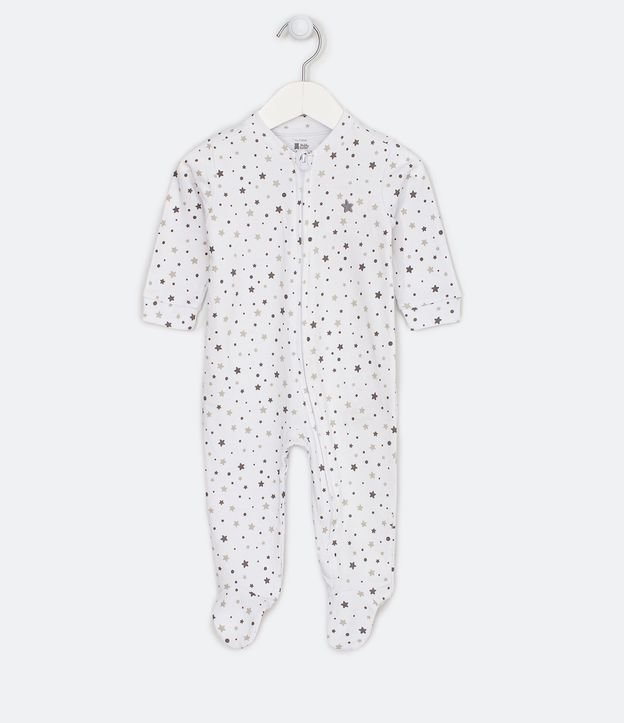 Mono Infantil en Suedine con Estampados de Estrellas - Talle RN a 18 meses Blanco 1