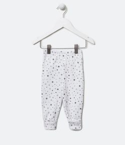 Pantalón Infantil en Suedine con Estampas de Estrelas - Tam RN a 18 meses