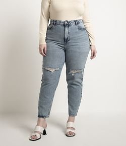 Calça Mom Jeans com Rasgos no Joelho Curve & Plus Size