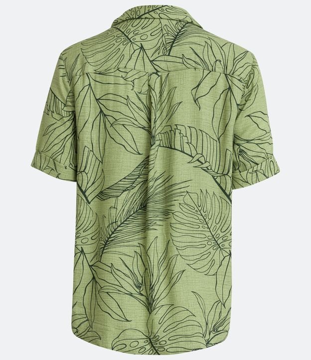 Camisa Manga Corta en Viscosa con Estampado de Follaje Verde 6