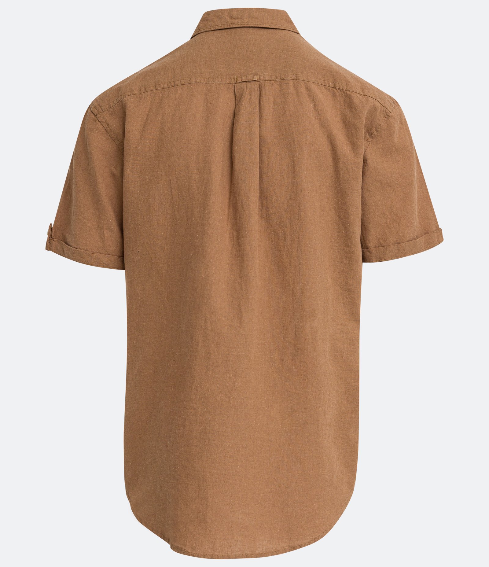 Camisa Comfort em Linho com Bolso e Dobra na Manga Marrom Médio 6