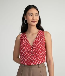 Blusa Regata em Viscose com Estampa Geométrica