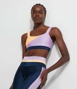 Top Bojo Esportivo em Poliamida Colorblocking com Alça Quadrada