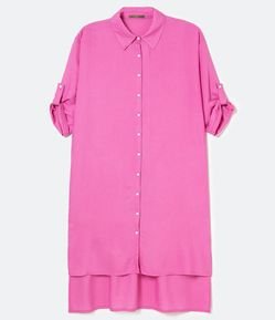 Vestido Midi em Viscose Chemise com Manga 3/4 Curve & Plus Size