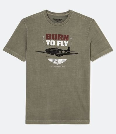 Camiseta Manga Curta em Algodão com Estampa Localizada Top Gun - Born To Fly Menor preço em Camiseta Manga Curta em Algodão com Estampa Localizada Top Gun - Born To Fly
