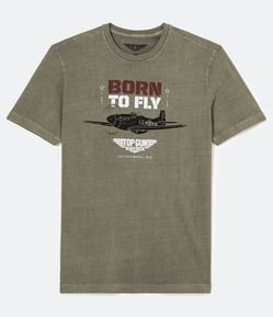 Camiseta Manga Curta  em Algodão com Estampa Localizada Top Gun - Born To Fly