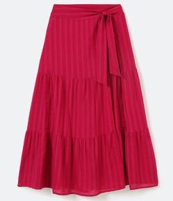 Saída de Praia Saia Longa Pareô em Algodão Texturizado com Babados