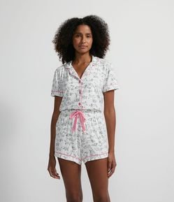 Pijama Americano Curto em Viscolycra com Estampa Pets