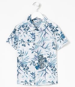 Camisa Infantil Mini Me com Estampa Folhagem - Tam 5 a 14 anos