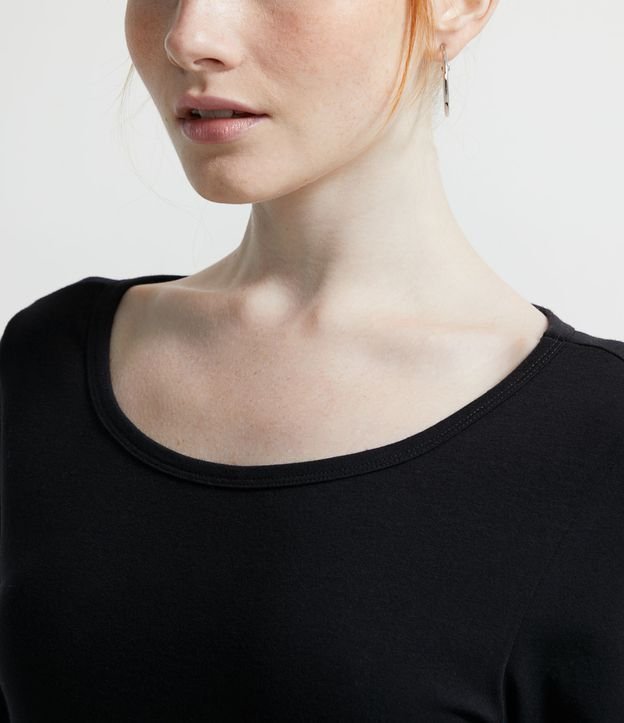 Blusa Básica en Algodón con Manga Larga Negro 3