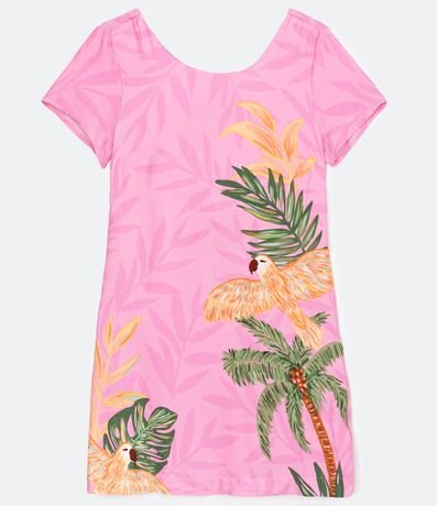 Vestido Curto em Viscose com Estampa Tropical Menor preço em Vestido Curto em Viscose com Estampa Tropical
