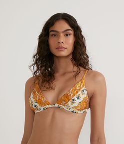 Biquíni Top Triângulo Fixo em Poliamida com Estampa Paisley e Floral