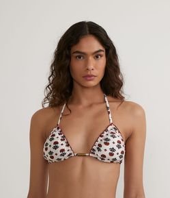 Biquíni Top Cortininha em Poliamida com Estampa de Florzinhas e Frufru