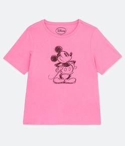 Blusa Manga Curta em Algodão com Estampa do Mickey Curve & Plus Size