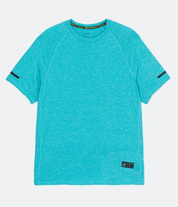 Camiseta Esportiva com Detalhes Contrastantes e Manga Curta Azul Médio 7