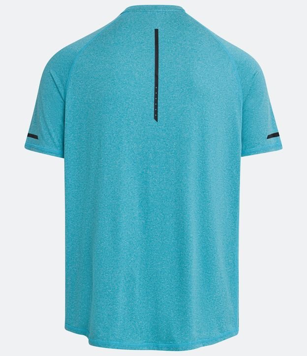 Camiseta Esportiva com Detalhes Contrastantes e Manga Curta Azul Médio 10