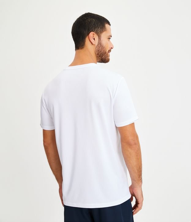 Camiseta Esportiva com Detalhes Refletivos e Manga Curta Branco 3