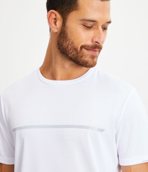 Camiseta Esportiva com Detalhes Refletivos e Manga Curta Branco 4