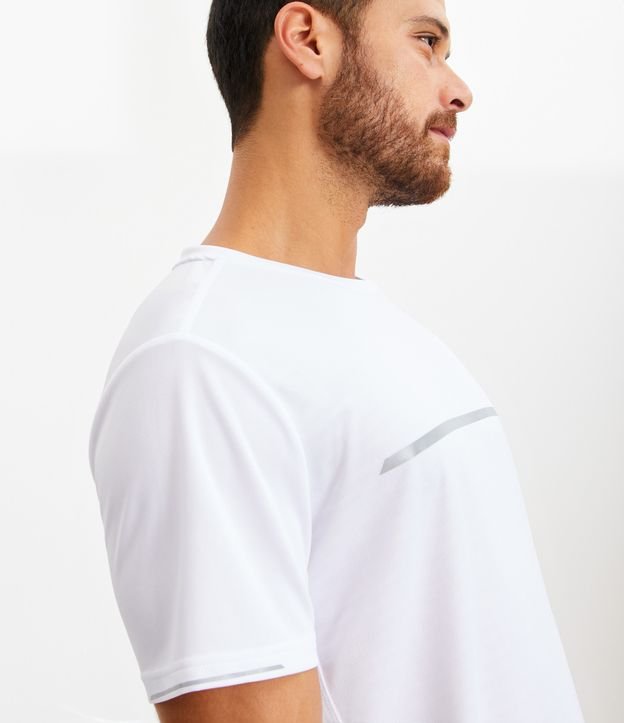 Camiseta Esportiva com Detalhes Refletivos e Manga Curta Branco 5