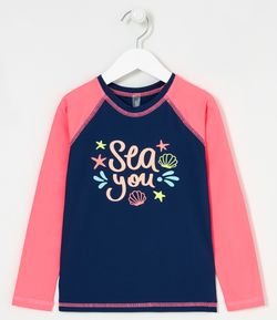 Camiseta Infantil UV Estampa "Sea You" - Tam 4 ao 14 Anos