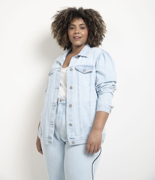 Jaqueta Jeans com Bordado de Cachorros Curve & Plus Size | Ashua Curve e Plus Size | Azul | GG