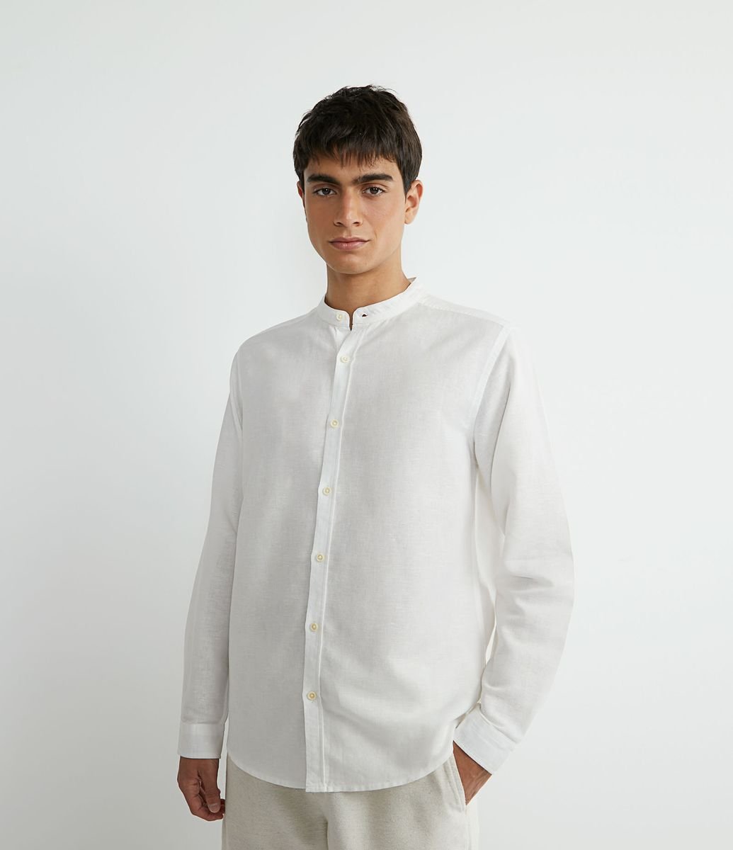 camisa social gola padre branca