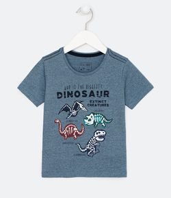 Camiseta Infantil Estampa Esqueletos de Dinos - Tam 1 a 5 anos