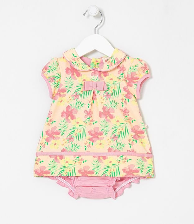 Vestido Body Infantil con Estampado Floral - Talle 0 a 18 meses Rosado 1